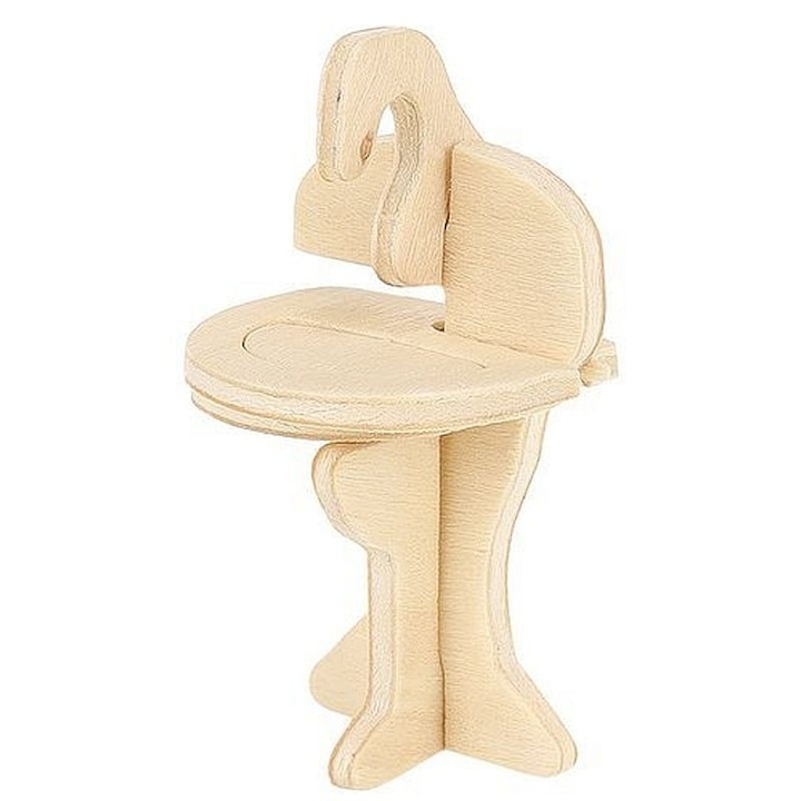 Set mobilier pentru casuta de papusi natur, 34 piese din lemn DIY, mobilier miniatural de asamblat si personalizat, 175 elemente, 3 ani+ [18]