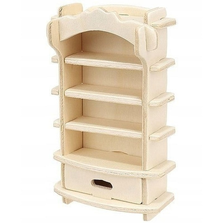 Set mobilier pentru casuta de papusi natur, 34 piese din lemn DIY, mobilier miniatural de asamblat si personalizat, 175 elemente, 3 ani+ [13]