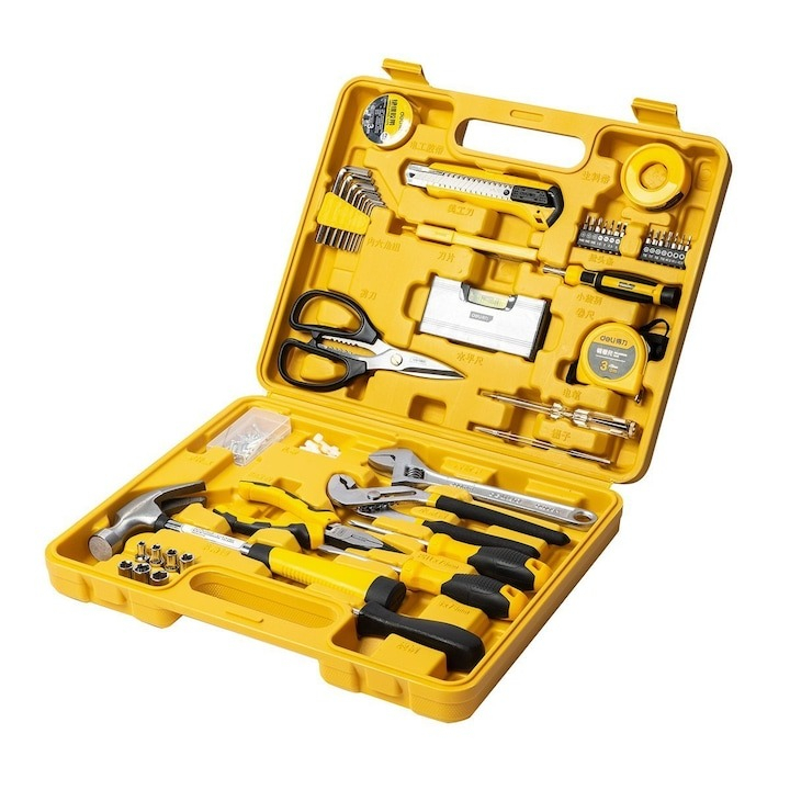 Set multifunctional, 48 piese, pentru uz casnic, cutie de depozitare inclusa, galben [9]