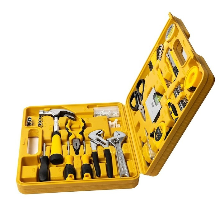 Set multifunctional, 48 piese, pentru uz casnic, cutie de depozitare inclusa, galben [8]