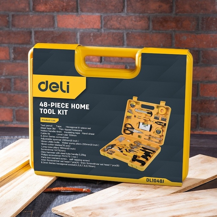 Set multifunctional, 48 piese, pentru uz casnic, cutie de depozitare inclusa, galben [4]