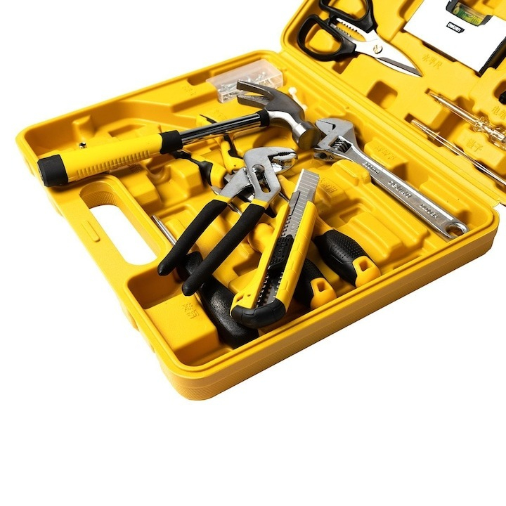Set multifunctional, 48 piese, pentru uz casnic, cutie de depozitare inclusa, galben [7]