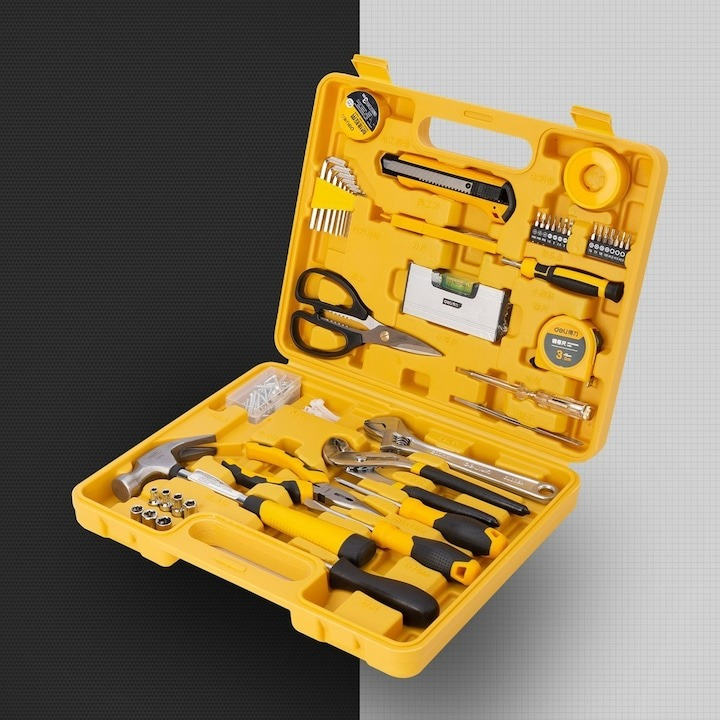 Set multifunctional, 48 piese, pentru uz casnic, cutie de depozitare inclusa, galben [6]