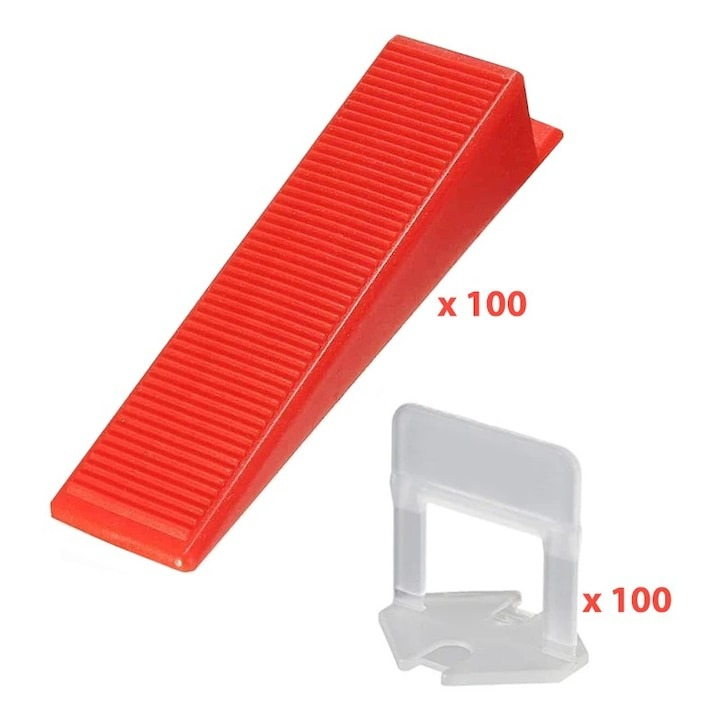 Set nivelare gresie 100 clipsuri de 1mm si 100 pene cu latimea de 22 mm [2]