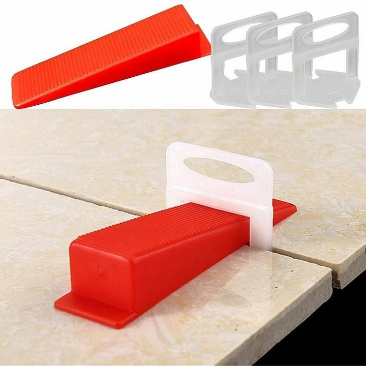 Set nivelare gresie 100 clipsuri de 1mm si 100 pene cu latimea de 22 mm [5]