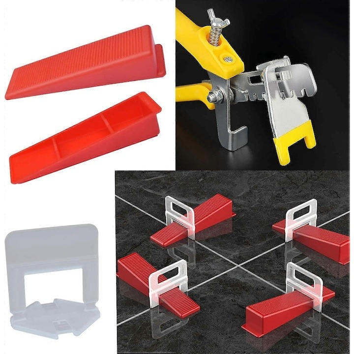 Set nivelare gresie 500 clipsuri de 1mm, 100 pene cu latimea de 22 mm si cleste de nivelare [5]