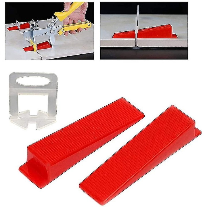Set nivelare gresie 500 clipsuri de 1mm, 100 pene cu latimea de 22 mm si cleste de nivelare [4]