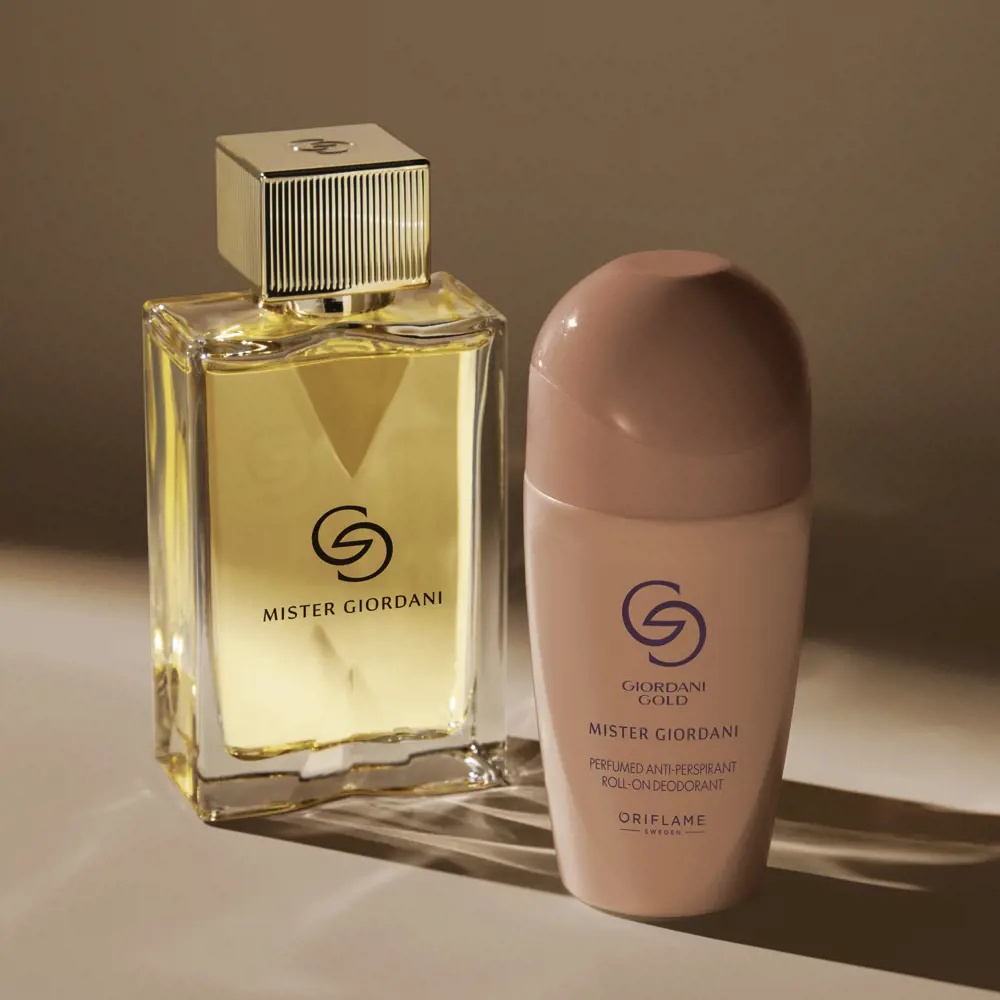 Set Oriflame Mister Giordani pentru barbati, apa de parfum 75 ml si deodorant roll-on antiperspirant parfumat 50 ml, aroma lemnos aromatica eleganta [11]