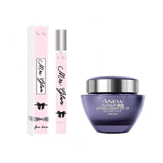 Set parfum dama Mrs Glam 35 ml si crema de fata Anew 55 ani +, de zi