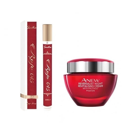 Set parfum dama Sentio Rojo 045 35 ml si crema de fata Anew 35 ani +, de noapte