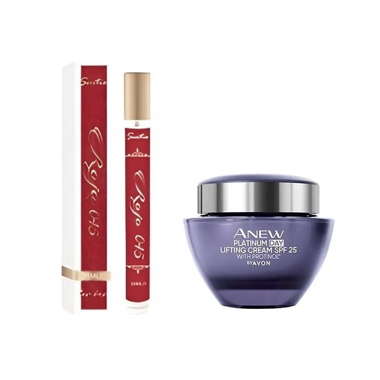 Set parfum dama Sentio Rojo 045 35 ml si crema de fata Anew 55 ani +, de zi