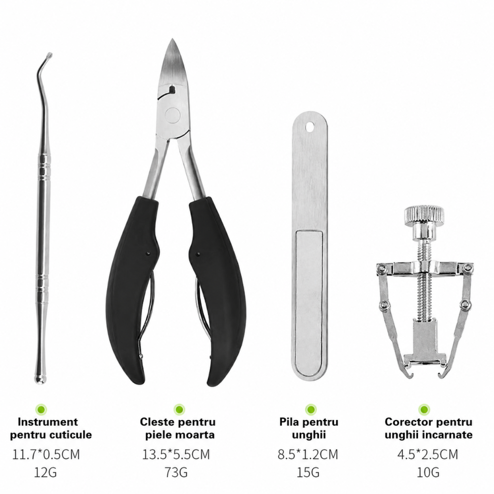 Set pedichiura negru-argintiu 4 piese, instrumente pentru ingrijirea unghiilor [2]