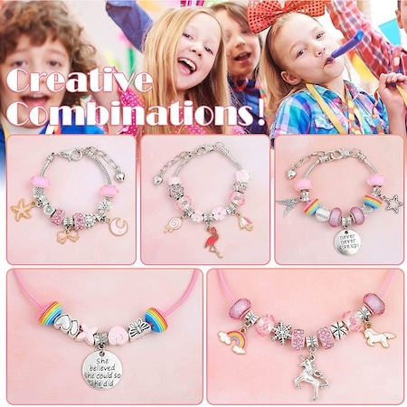 Set pentru creat bratari, lantisoare, margele si bijuterii, 70 piese - Multicolor [3]