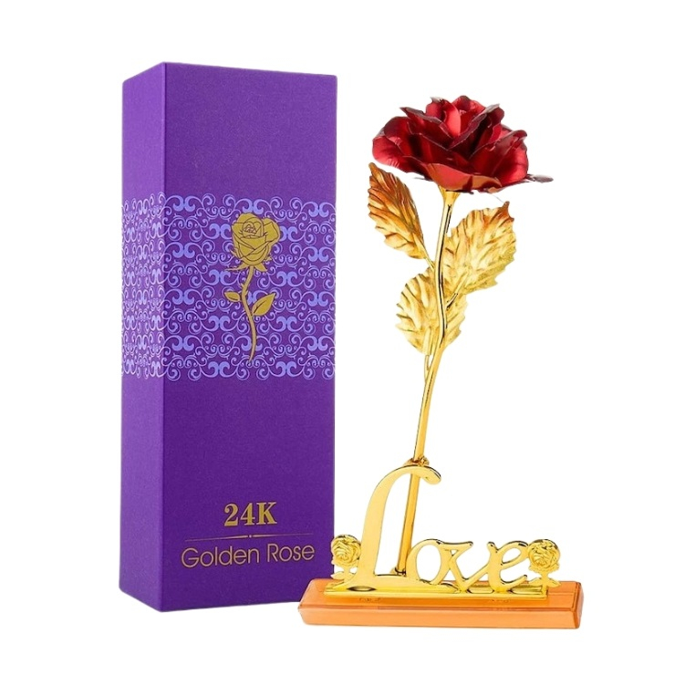 Set pentru dama, apa de parfum Far Away Beyond the Moon si trandafir rosu suflat la baza cu aur, suport si cutie incluse [2]