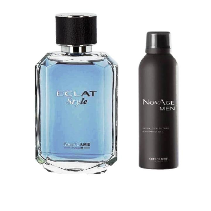 Set pentru El, parfm Eclat Style 75 ml, gel spuma de ras NovAge Men 200 ml, Oriflame