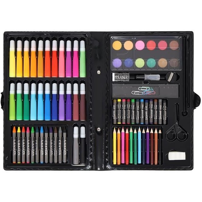 Set,trusa de pictura completa pentru copii,desenat,colorat si pictat,86 piese - Negru [3]