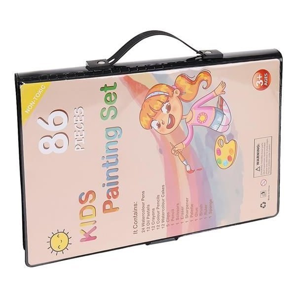 Set,trusa de pictura completa pentru copii,desenat,colorat si pictat,86 piese - Negru [5]