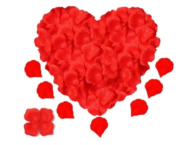 Set petale artificiale de trandafir, material textil, rosu, 100 bucati [1]