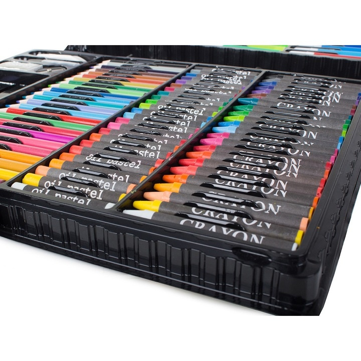 Set pictat si desen, 168 piese, gentuta depozitare tip valiza, negru, 34 x 27 x 4 cm – complet, educativ si ideal pentru copii pasionati de arta [7]