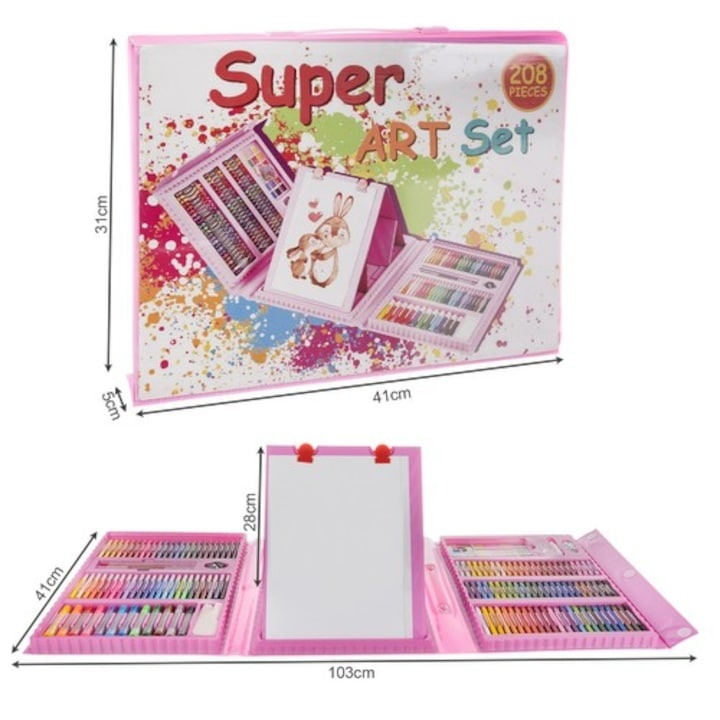 Set pictat si desen, 208 piese, gentuta depozitare tip valiza, 41 x 103 x 28 cm – complet, educativ si ideal pentru copii pasionati de arta [11]