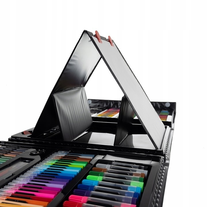 Set pictat si desen cu gentuta de depozitare, 208 piese, suport pentru coli, 41x103x28 cm, negru [3]