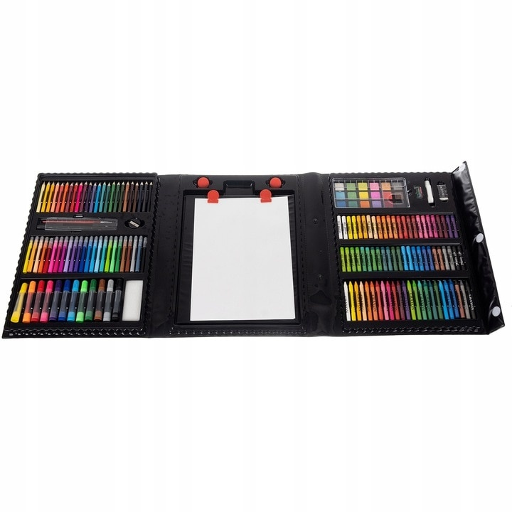 Set pictat si desen cu gentuta de depozitare, 208 piese, suport pentru coli, 41x103x28 cm, negru [8]