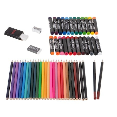 Set,trusa de pictura si desen pentru copii,creioane,markere,culori 145 piese - Roz [6]