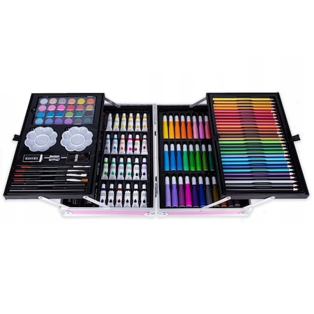 Set,trusa de pictura si desen pentru copii,creioane,markere,culori 145 piese - Roz [2]