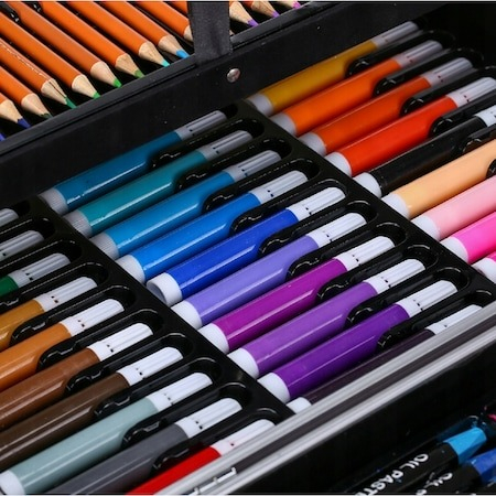 Set,trusa de pictura si desen pentru copii,creioane,markere,culori 145 piese - Roz [6]