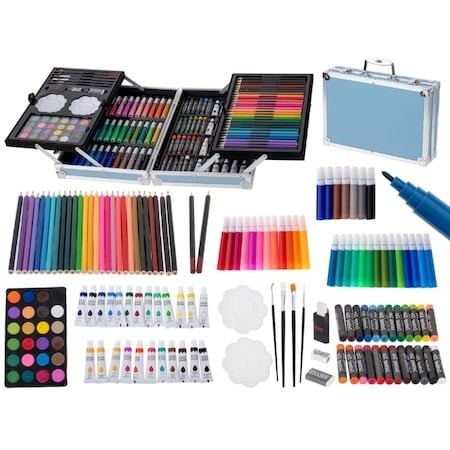 Set,trusa de pictura si desen pentru copii,creioane,markere,culori 145 piese - Albastru [7]