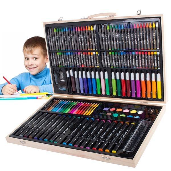 Set trusa completa de pictura si desen pentru copii, din lemn 188 piese [2]