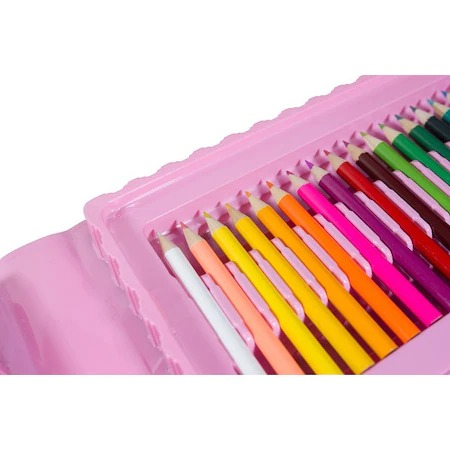 Set,trusa completa pentru copii,desenat,colorat si pictat,208 piese,trusa inclusa - Roz [4]