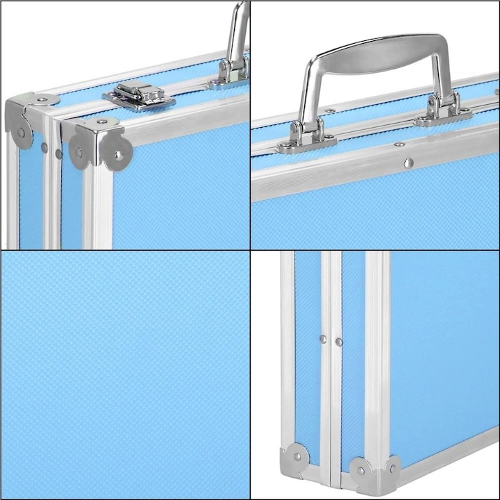Set pictura si desen pentru copii, 145 piese, creioane, markere, acuarele, pasteluri, geanta aluminiu cu maner, albastru [3]