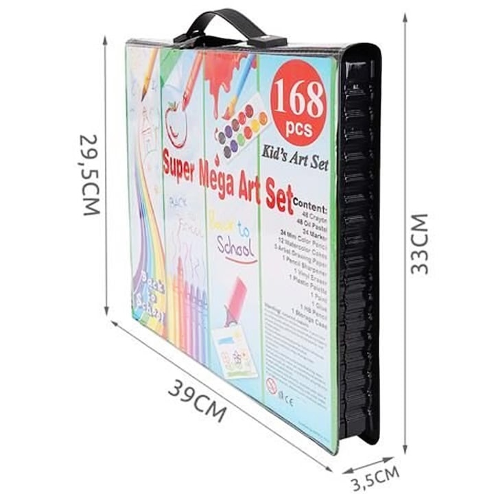 Set pictura si desen pentru copii, 168 piese, creioane, pasteluri, acuarele, carioci si accesorii, trusa depozitare usoara, multicolor [5]
