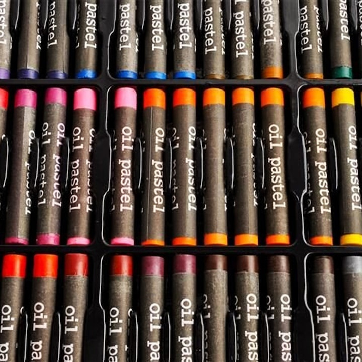 Set pictura si desen pentru copii, 258 piese, creioane, acuarele, markere, pasteluri si accesorii, cutie depozitare din lemn, negru [6]