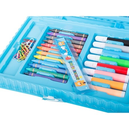 Set pictura si desen pentru copii, 68 piese, depozitate in geanta - Albastru [5]