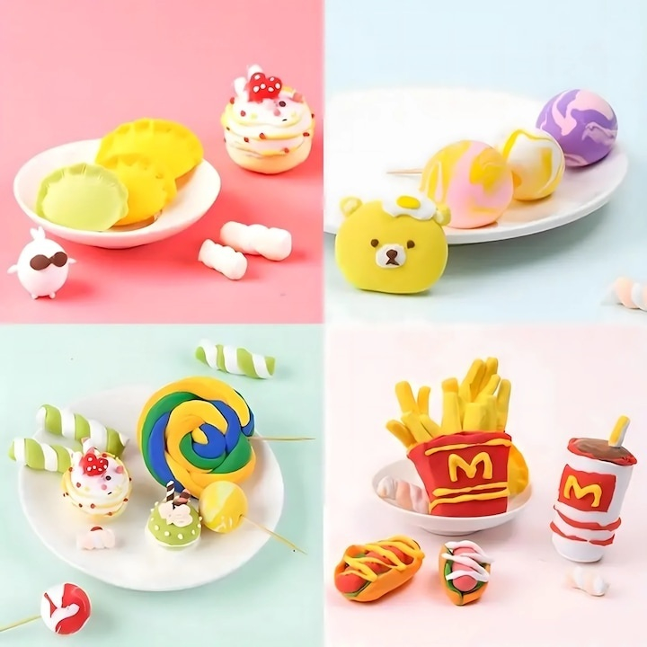 Set plastilina spuma magica pentru modelaj, 12 culori vibrante, 3 ustensile incluse, material non-toxic, pentru joaca educativa si activitati creative [9]