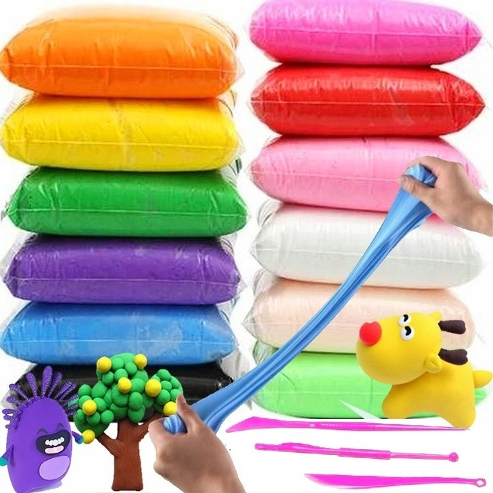 Set plastilina spuma magica pentru modelaj, 12 culori vibrante, 3 ustensile incluse, material non-toxic, pentru joaca educativa si activitati creative [6]