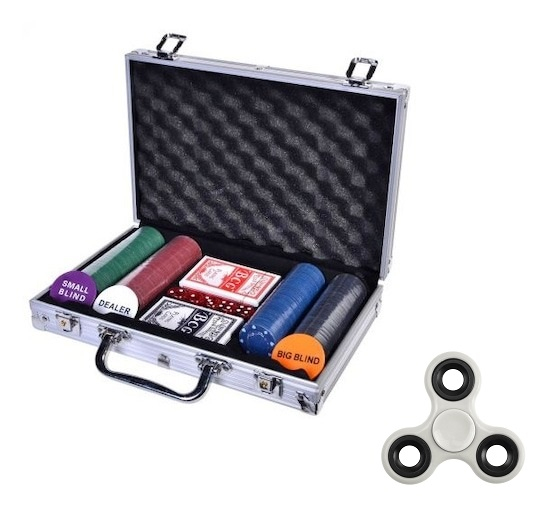 Set Poker profesional 200 jetoane, servieta de aluminiu + Spinner CADOU