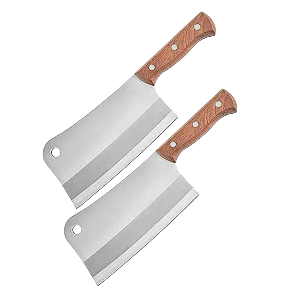 Set profesional 2 satare maro-argintiu 28 cm, lama 17 cm, 330 g/buc, otel inoxidabil, maner ergonomic din lemn, pentru carne si legume [3]