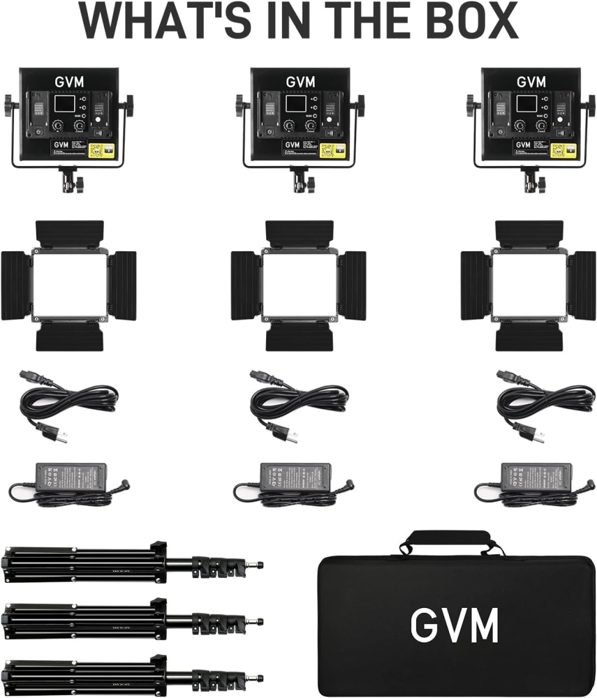 Set profesional 3 panouri LED RGB pentru studio foto-video, 19500 Lux/0.5 m, 3200K-5600K, CRI97+, control prin aplicatie, cu 3 trepiede si geanta transport [3]