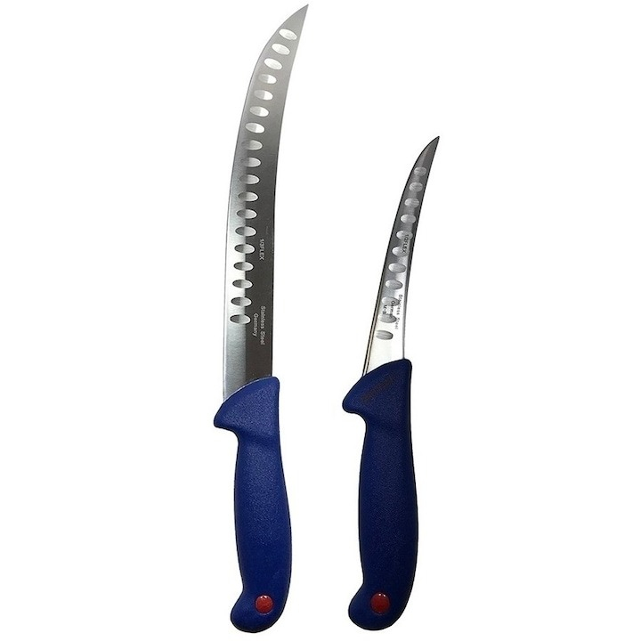 Set profesional de macelarie, fasonat, transat, degresat, dezosat, 2 cutite, suport magnetic, satar, masat pentru ascutit [4]