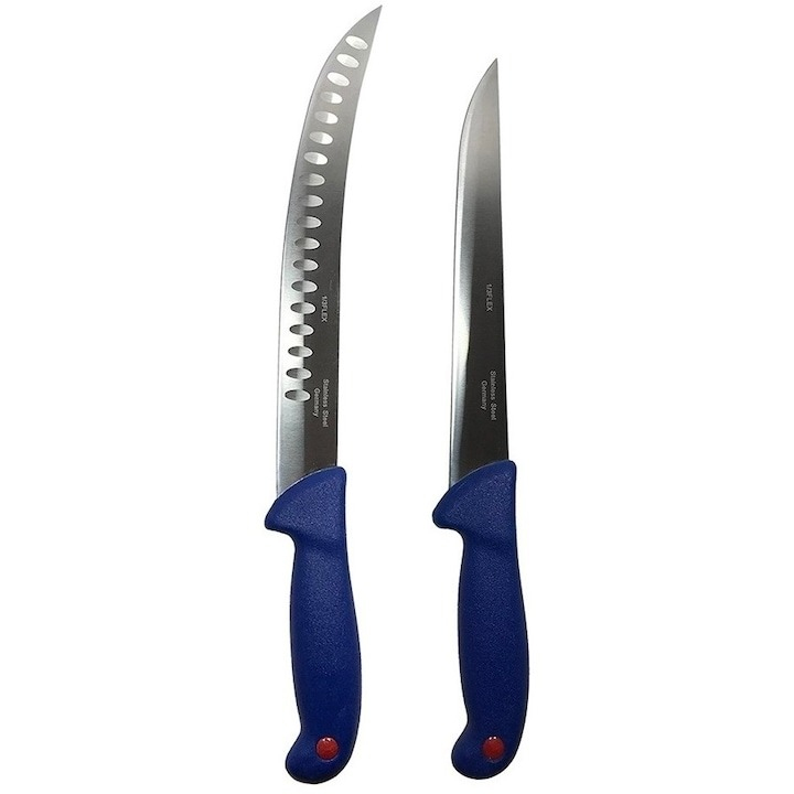 Set profesional de macelarie, filetat transat, degresat, feliat, 2 cutite, suport magnetic, masat pentru ascutit [4]