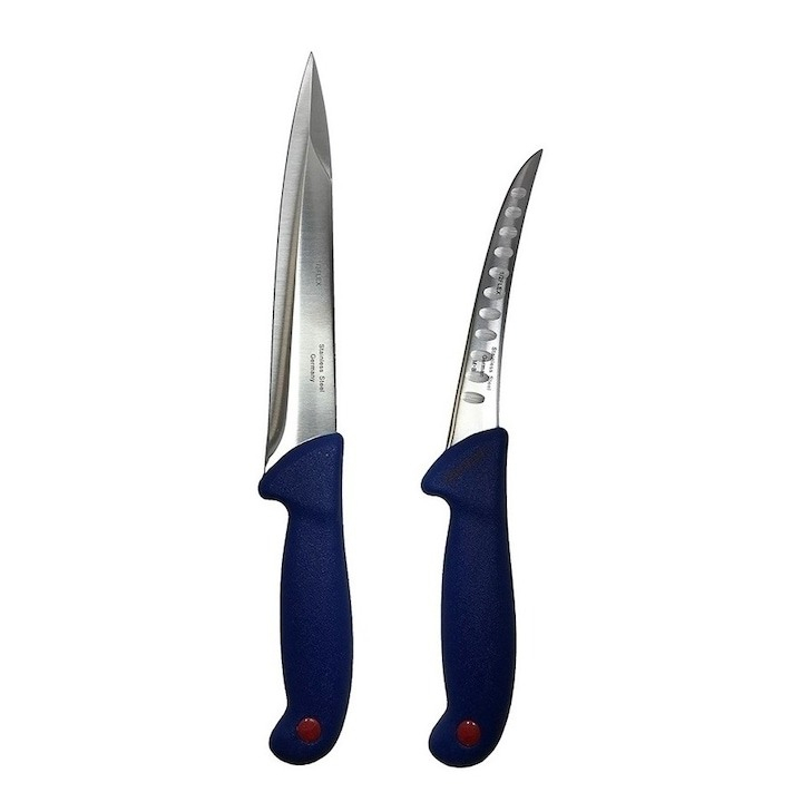 Set profesional de macelarie, injunghiat, transat, filetat, dezosat, 2 cutite, masat pentru ascutit [4]