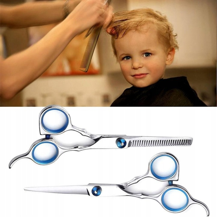 Set profesional de tuns, 11 piese, accesorii incluse, 2 foarfece din otel, pelerina de coafor, piepteni [5]
