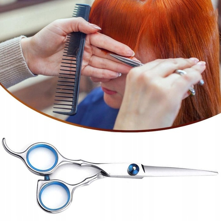 Set profesional de tuns, 11 piese, accesorii incluse, 2 foarfece din otel, pelerina de coafor, piepteni [3]