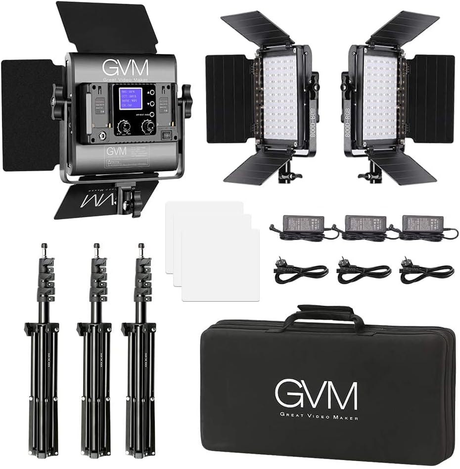 Set profesional iluminare studio cu 3 panouri LED RGB, 3200K-5600K, control prin aplicatie, 8 efecte luminoase, trepiede reglabile incluse [5]