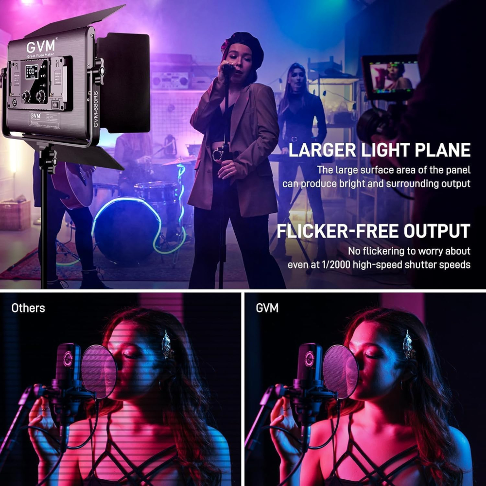 Set profesional iluminare studio cu 3 panouri LED RGB 50W, control prin aplicatie Bluetooth, 3200K-5600K, CRI97+, trepiede reglabile, pentru fotografie, video si streaming [7]
