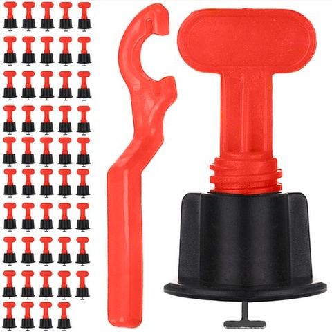 Set profesional pentru alinierea placilor ceramice, 50 distantiere reutilizabile si cheie reglaj, 3-16 mm, universal [6]