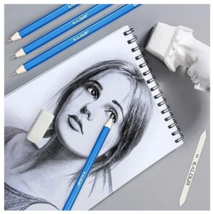 Set profesional pentru schite in creion, 35 piese, bloc desen, creioane, carbune, radiere, ascutitori, mapa depozitare – complet si portabil pentru artisti si pasionati de desen [6]